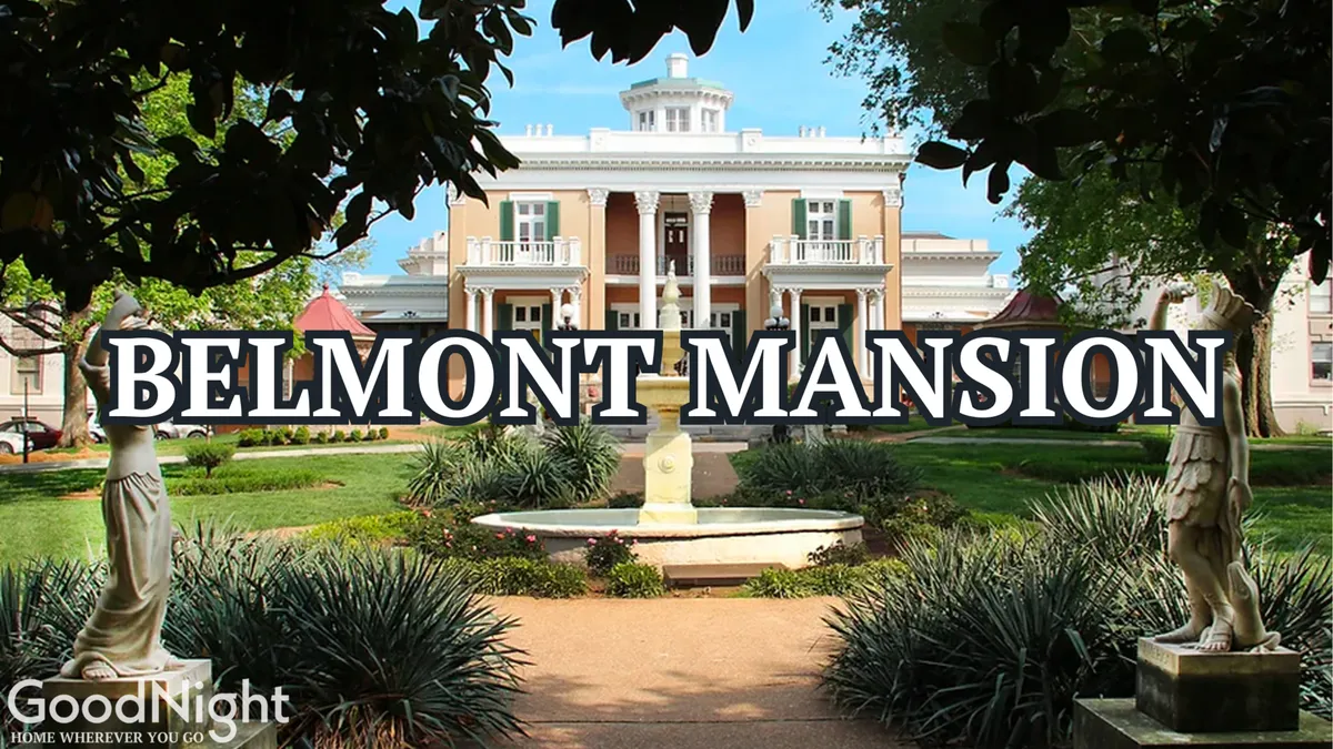 Belmont Mansion stands gracefully amid manicured gardens and a charming fountain, exuding elegance and historical significance. Statues and lush landscaping offer a sense of exploration and an inviting setting for family strolls or photography.
